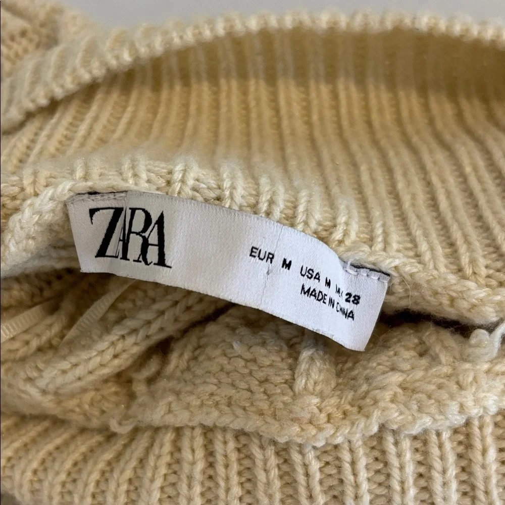 ZARA cable knit sweater When Harry Met Sally style ecru cream medium oversized - Picture 6 of 15